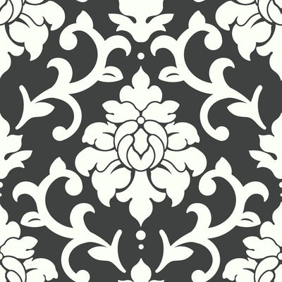 product image of Damask Peel & Stick Wallpaper in Black by RoomMates for York Wallcoverings 545