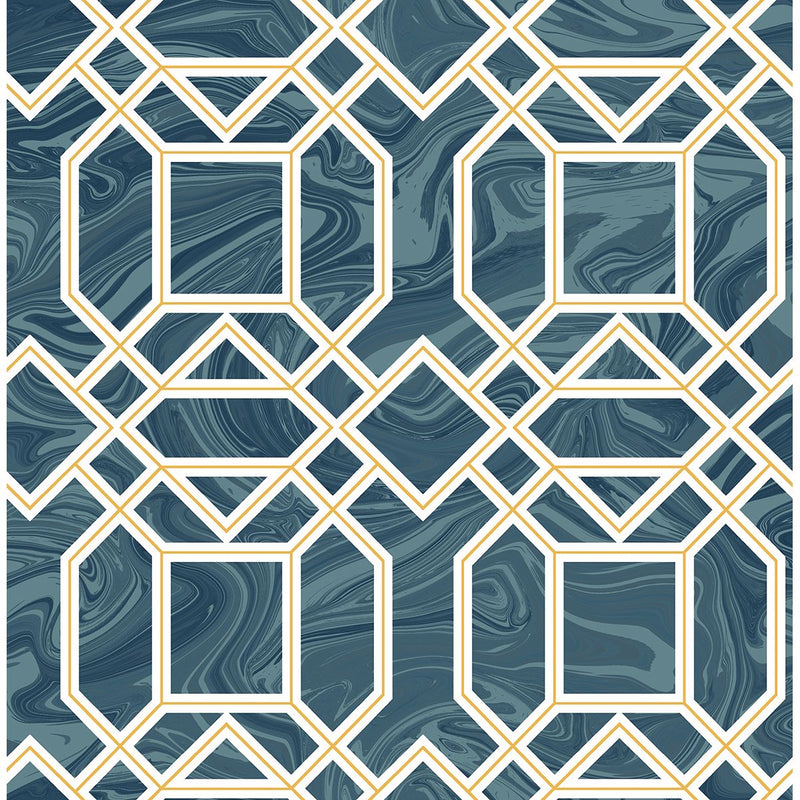 media image for Daphne Trellis Wallpaper in Blue from the Moonlight Collection by Brewster Home Fashions 283