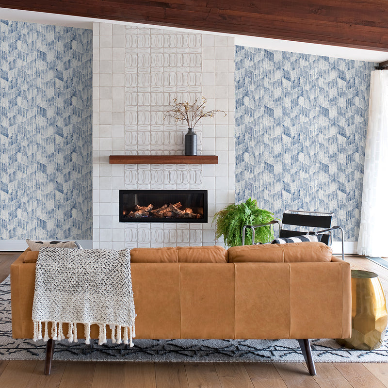 media image for Demi Indigo Distressed Wallpaper from the Scott Living II Collection by Brewster Home Fashions 296