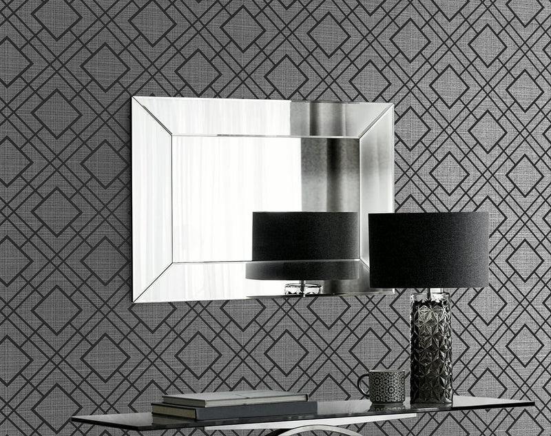 media image for Diamond Lattice Wallpaper in Metallic Coal from the Essential Textures Collection by Seabrook Wallcoverings 261