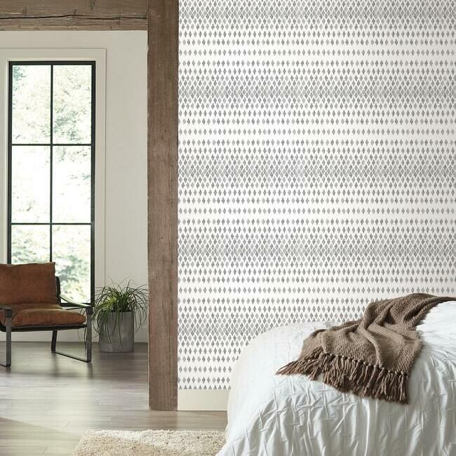 media image for Diamond Ombre Wallpaper in Black and White from the Simply Farmhouse Collection by York Wallcoverings 258