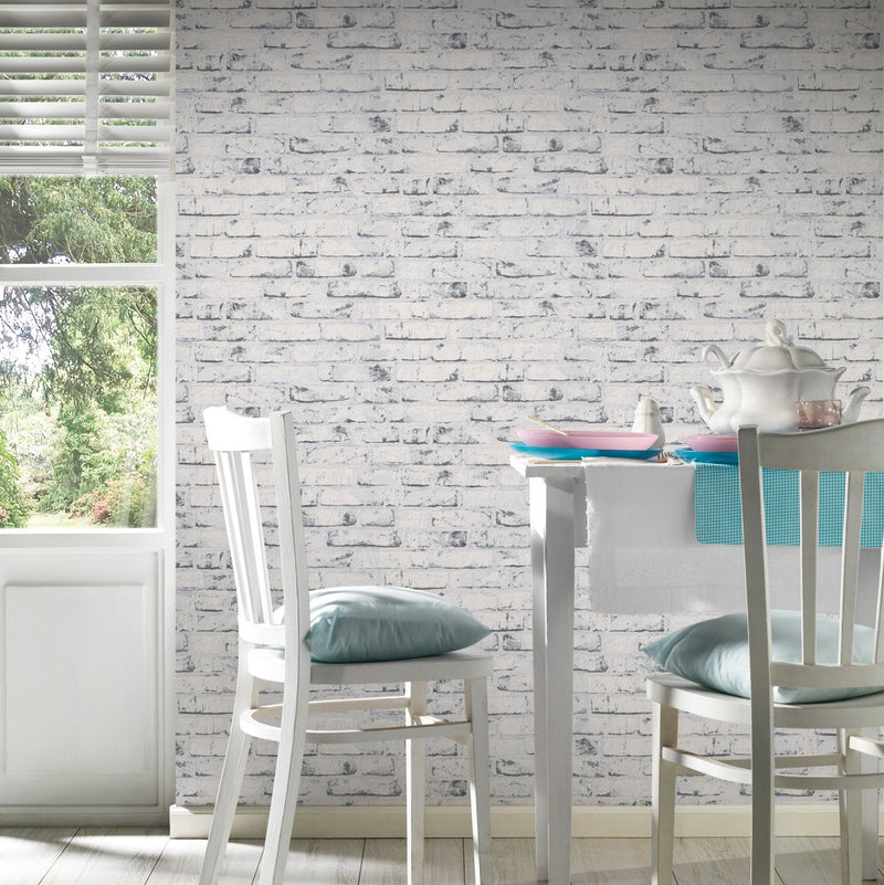media image for Distressed Brick Wallpaper in Grey design by BD Wall 263