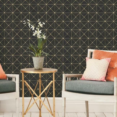 product image for Double Diamonds Peel & Stick Wallpaper in Black by York Wallcoverings 46