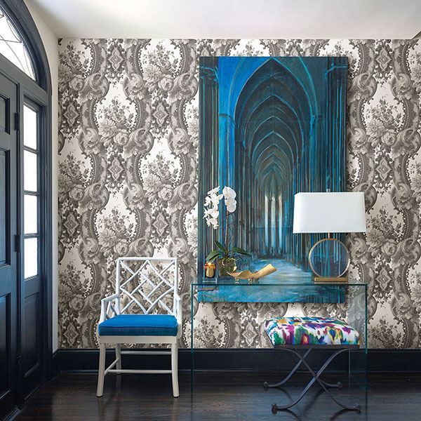 media image for Dreamer Damask Wallpaper in Grey from the Moonlight Collection by Brewster Home Fashions 27