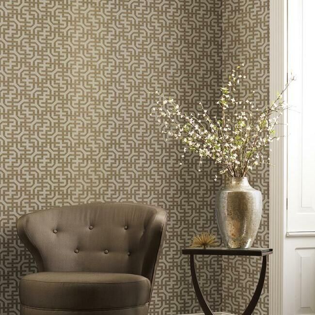 media image for Dynastic Lattice Wallpaper in Gold from the Traveler Collection by Ronald Redding 229