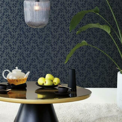 product image for Dynastic Lattice Wallpaper in Navy from the Traveler Collection by Ronald Redding 26