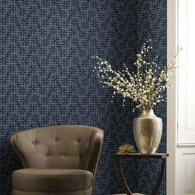 product image for Dynastic Lattice Wallpaper in Navy from the Traveler Collection by Ronald Redding 22