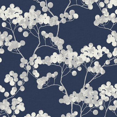 product image for Bayberry Blossom Wallpaper in Navy Blue from Etten Gallerie for Seabrook 46