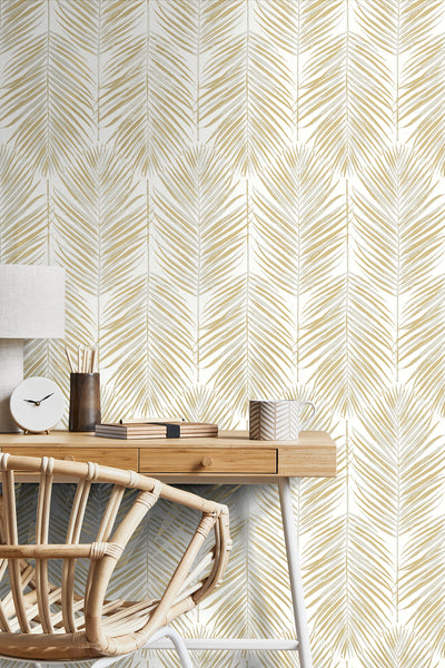 product image for Marina Palm Wallpaper in Silver & Gold 65