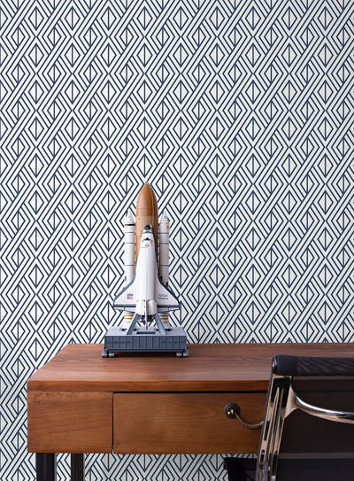 product image for Diamond Weave Wallpaper in Navy Blue from Etten Gallerie for Seabrook 63