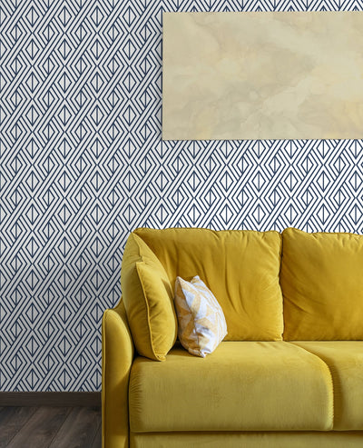 product image for Diamond Weave Wallpaper in Navy Blue from Etten Gallerie for Seabrook 59