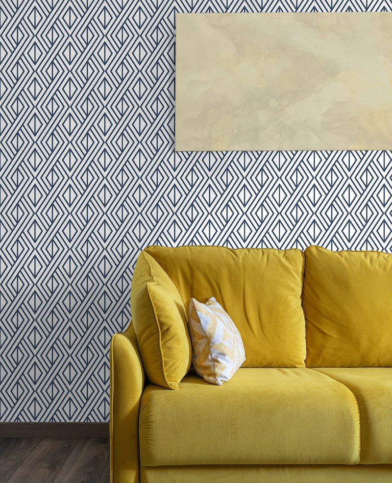 media image for Diamond Weave Wallpaper in Navy Blue from Etten Gallerie for Seabrook 236