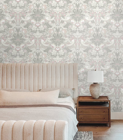 product image for Fragaria Garden Wallpaper in Light Grey & Rose Petal 27