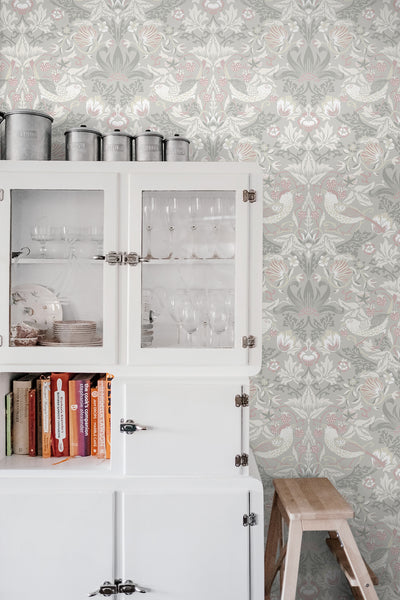 product image for Fragaria Garden Wallpaper in Light Grey & Rose Petal 84