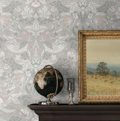 product image for Fragaria Garden Wallpaper in Light Grey & Rose Petal 34