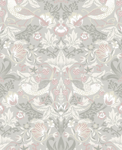 product image for Fragaria Garden Wallpaper in Light Grey & Rose Petal 77