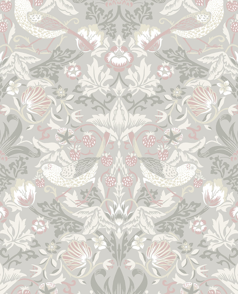 media image for Fragaria Garden Wallpaper in Light Grey & Rose Petal 235