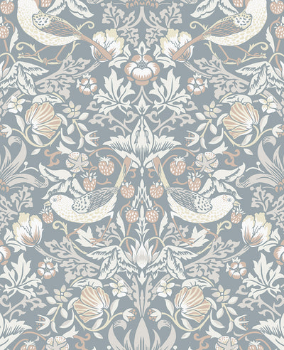 product image for Fragaria Garden Wallpaper in Blue Mist & Blush 54