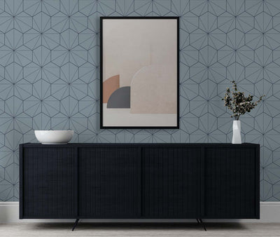 product image for Hedron Geometric Pastel Blue & Midnight from the Etten Geometric Collection by Seabrook 27