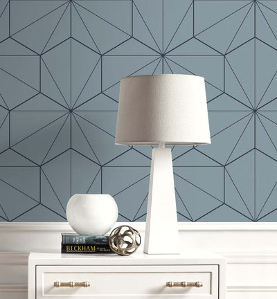 product image for Hedron Geometric Pastel Blue & Midnight from the Etten Geometric Collection by Seabrook 15