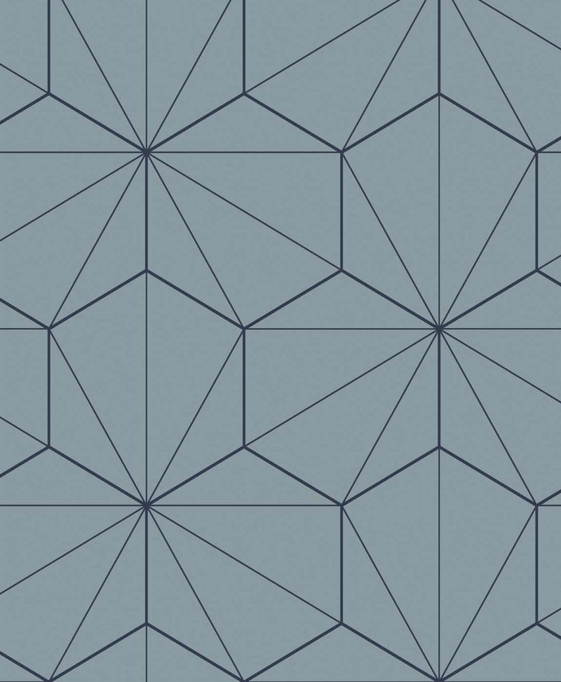 media image for Hedron Geometric Pastel Blue & Midnight from the Etten Geometric Collection by Seabrook 256