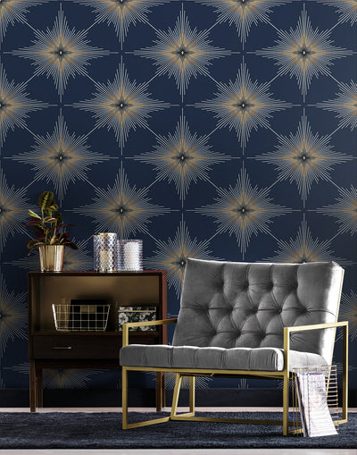 product image for North Star Navy Blue from the Etten Geometric Collection by Seabrook 30