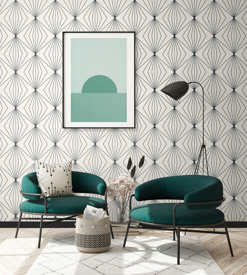 media image for Diamond Vector Ebony & Eggshell from the Etten Geometric Collection by Seabrook 265