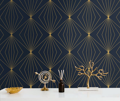 product image for Diamond Vector Navy Blue & Metallic Gold from the Etten Geometric Collection by Seabrook 12