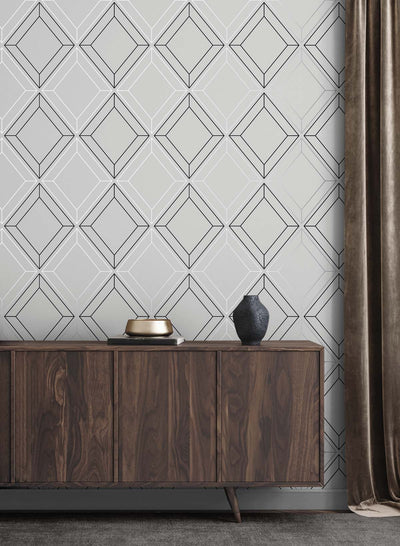 product image for Linework Gem Metallic Silver & Ebony from the Etten Geometric Collection by Seabrook 10