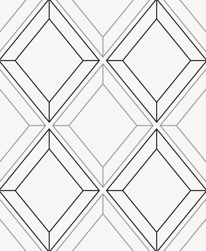 media image for Linework Gem Metallic Silver & Ebony from the Etten Geometric Collection by Seabrook 244