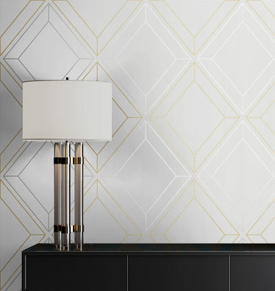 product image for Linework Gem Metallic Silver & Gold from the Etten Geometric Collection by Seabrook 7