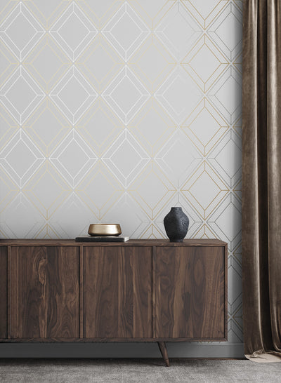 product image for Linework Gem Metallic Silver & Gold from the Etten Geometric Collection by Seabrook 99