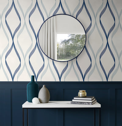 product image for Wave Ogee Celtic Blue & Dewdrop from the Etten Geometric Collection by Seabrook 89