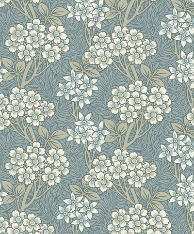 product image of Floral Vine Wallpaper in Stream Blue & Sage 527