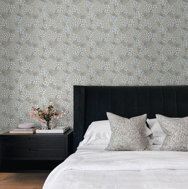 media image for Floral Vine Wallpaper in Daydream Grey & Carolina Blue 233