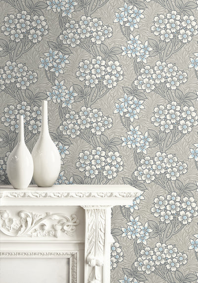 product image for Floral Vine Wallpaper in Daydream Grey & Carolina Blue 83