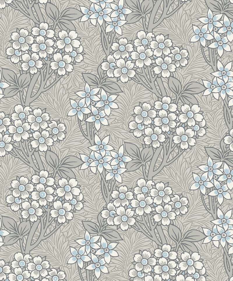 media image for Floral Vine Wallpaper in Daydream Grey & Carolina Blue 261