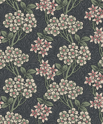 product image of Floral Vine Wallpaper in Smoke & Laurel Green 592