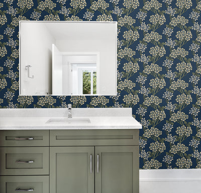 product image for Floral Vine Wallpaper in Blue Jay & Sage 7