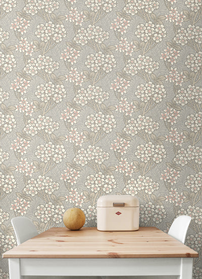 product image for Floral Vine Wallpaper in Daydream Grey & Rose Petal 22