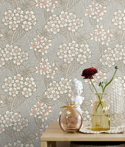 product image for Floral Vine Wallpaper in Daydream Grey & Rose Petal 65