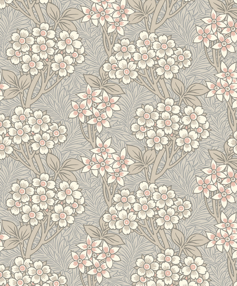 media image for Floral Vine Wallpaper in Daydream Grey & Rose Petal 288