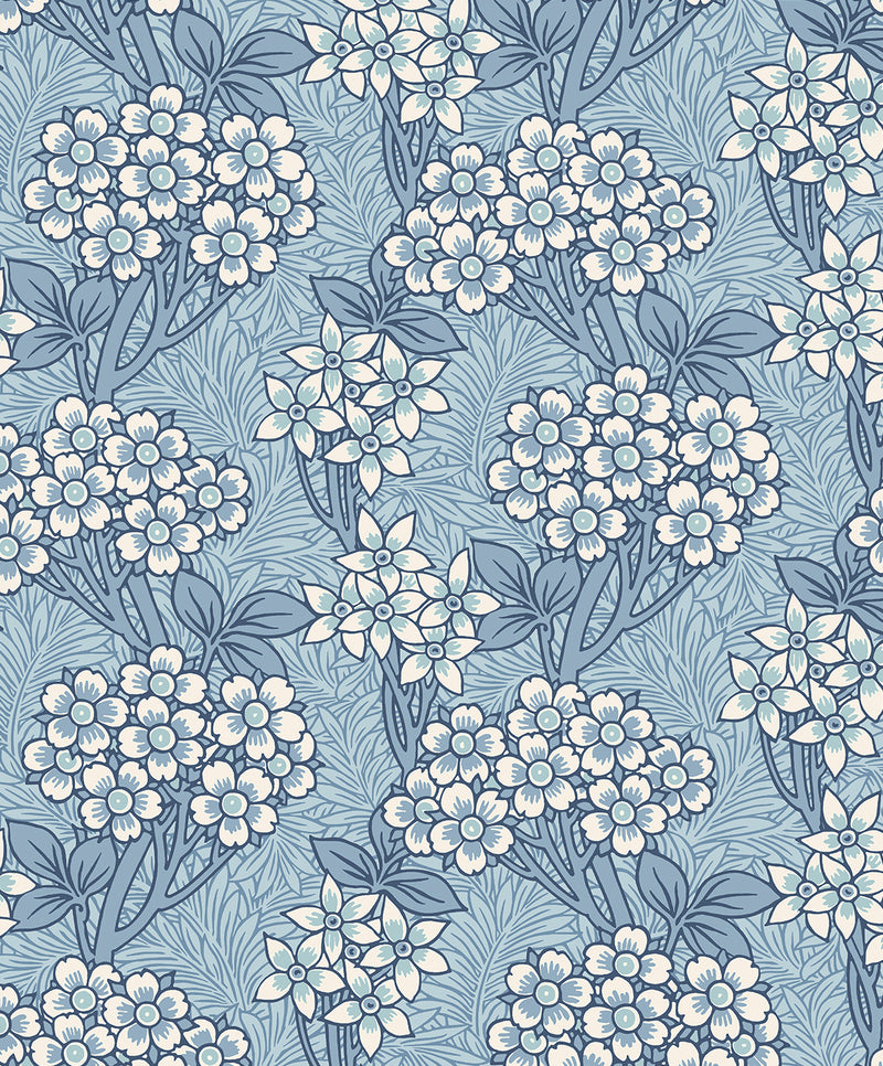 media image for Sample Floral Vine Wallpaper in Sky Blue 280