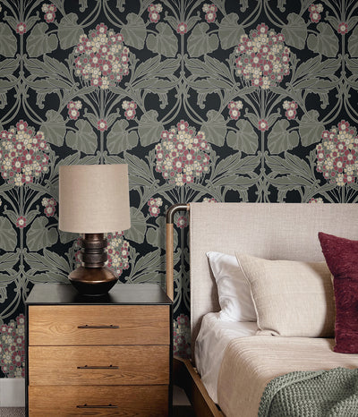 product image for Floral Hydrangea Wallpaper in Ebony & Rose 86