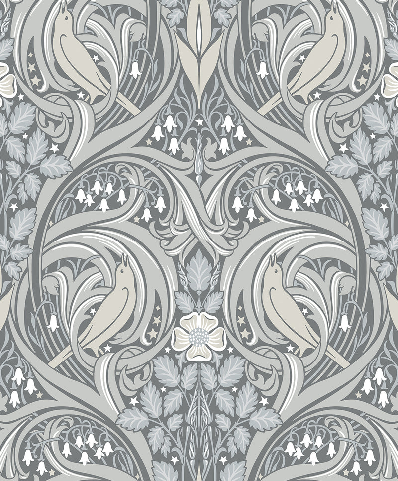 media image for Bird Scroll Wallpaper in Argos Grey & Linen 228