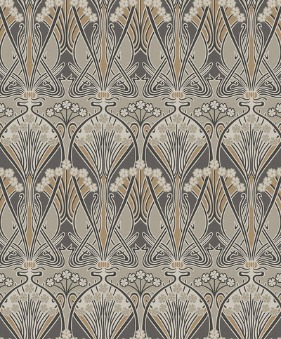 product image of Dragonfly Damask Wallpaper in Bronze & Smoke 513