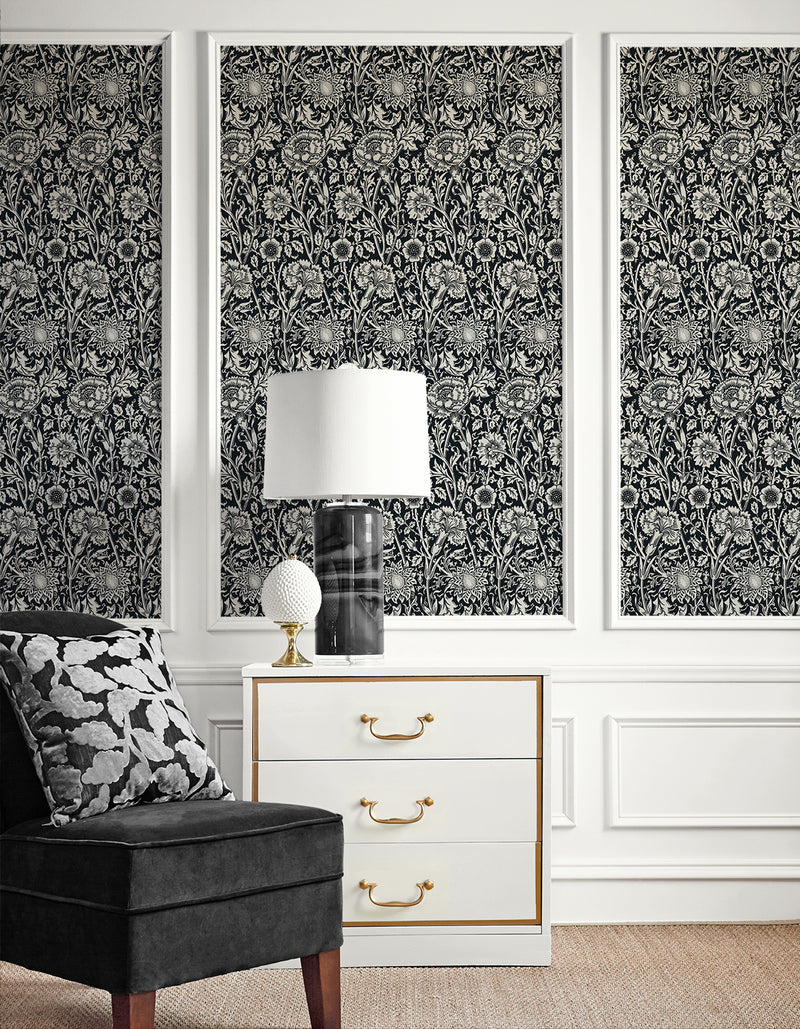 media image for Tonal Floral Trail Wallpaper in Ebony 277