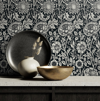 product image for Tonal Floral Trail Wallpaper in Ebony 74