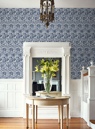 product image for Tonal Floral Trail Wallpaper in Navy Blue 54