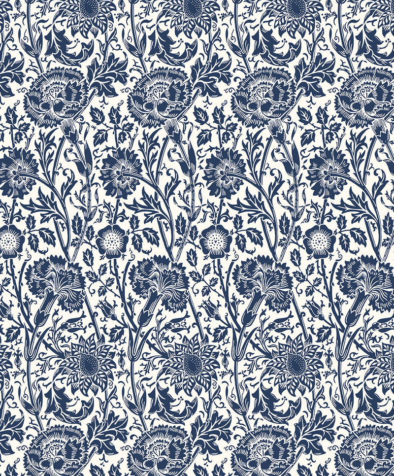 media image for Tonal Floral Trail Wallpaper in Navy Blue 282